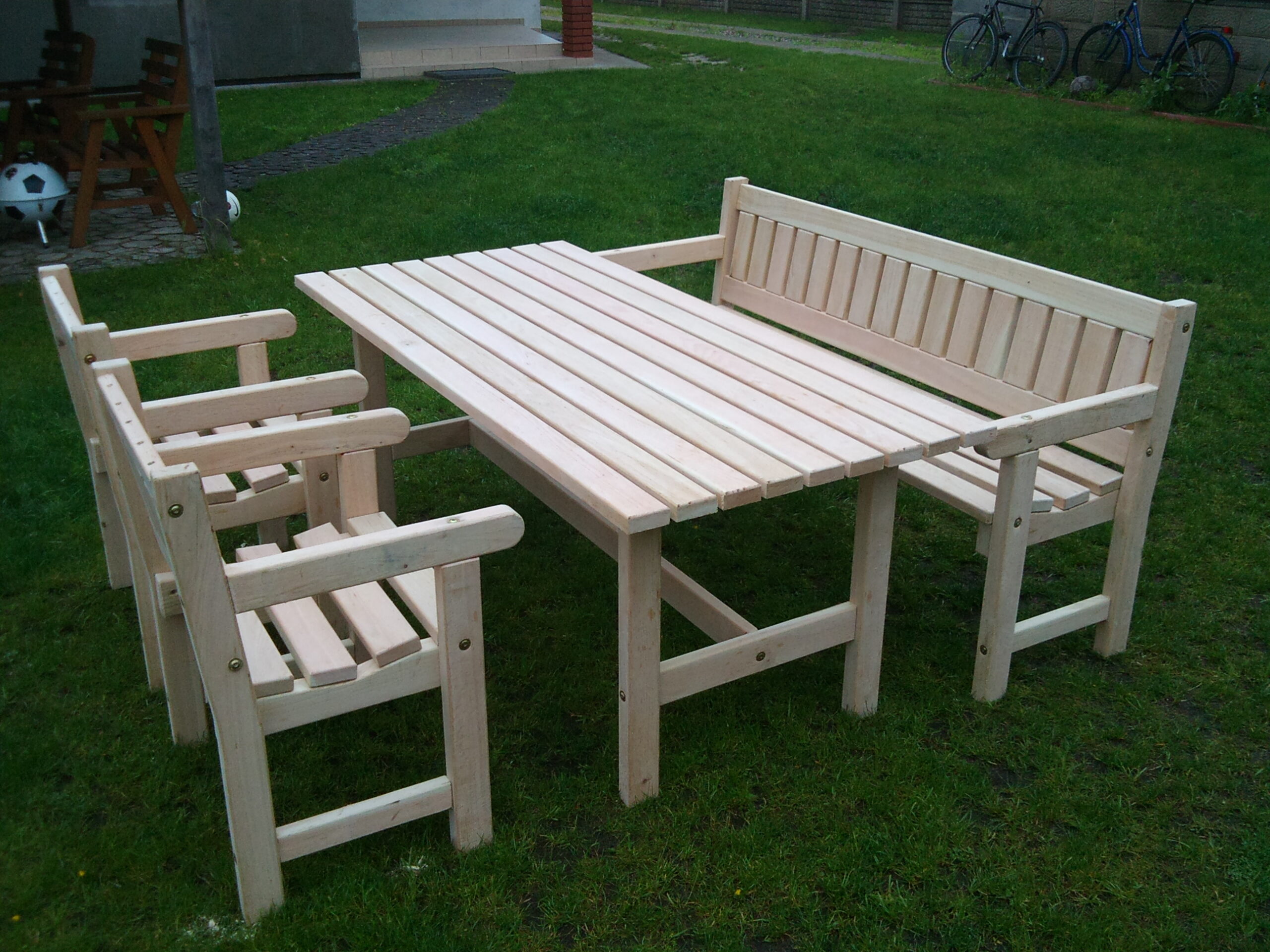 Stół ogrodowy drewniany z ławkami, Tartak Darul